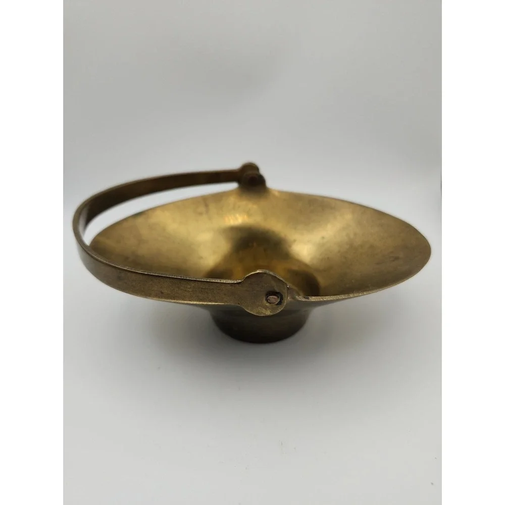 Solid Brass Decorative Basket With Movable Handle. Made In India